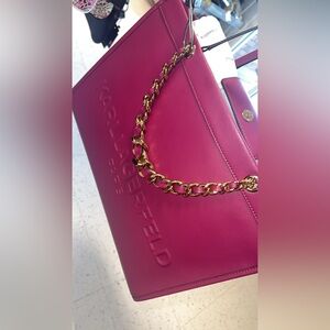 Karl Lagerfeld Fuchsia Tote with Gold Chain